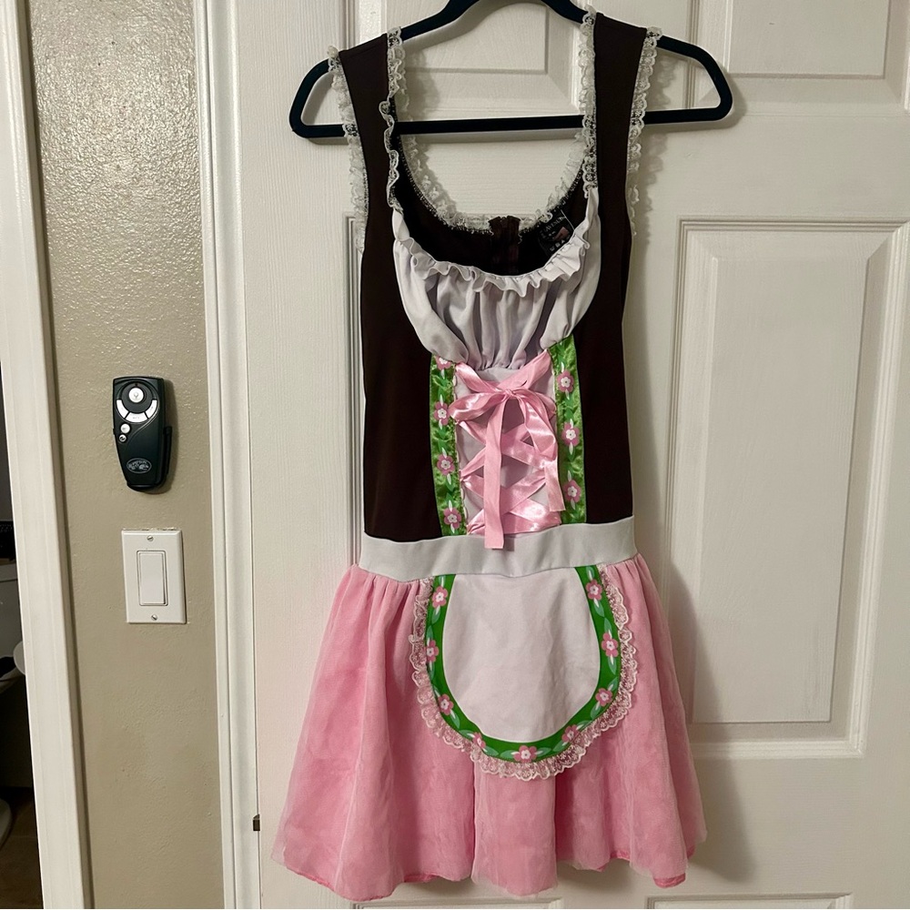 Oktoberfest Beer Maiden Brown and Pink Dress